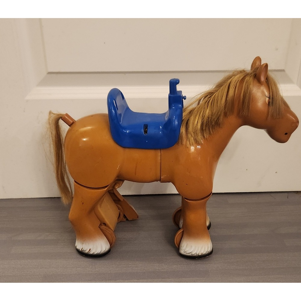 Vintage FurReal Friends Butterscotch Pony Walking Horse Toy Blue Saddle Hasbro